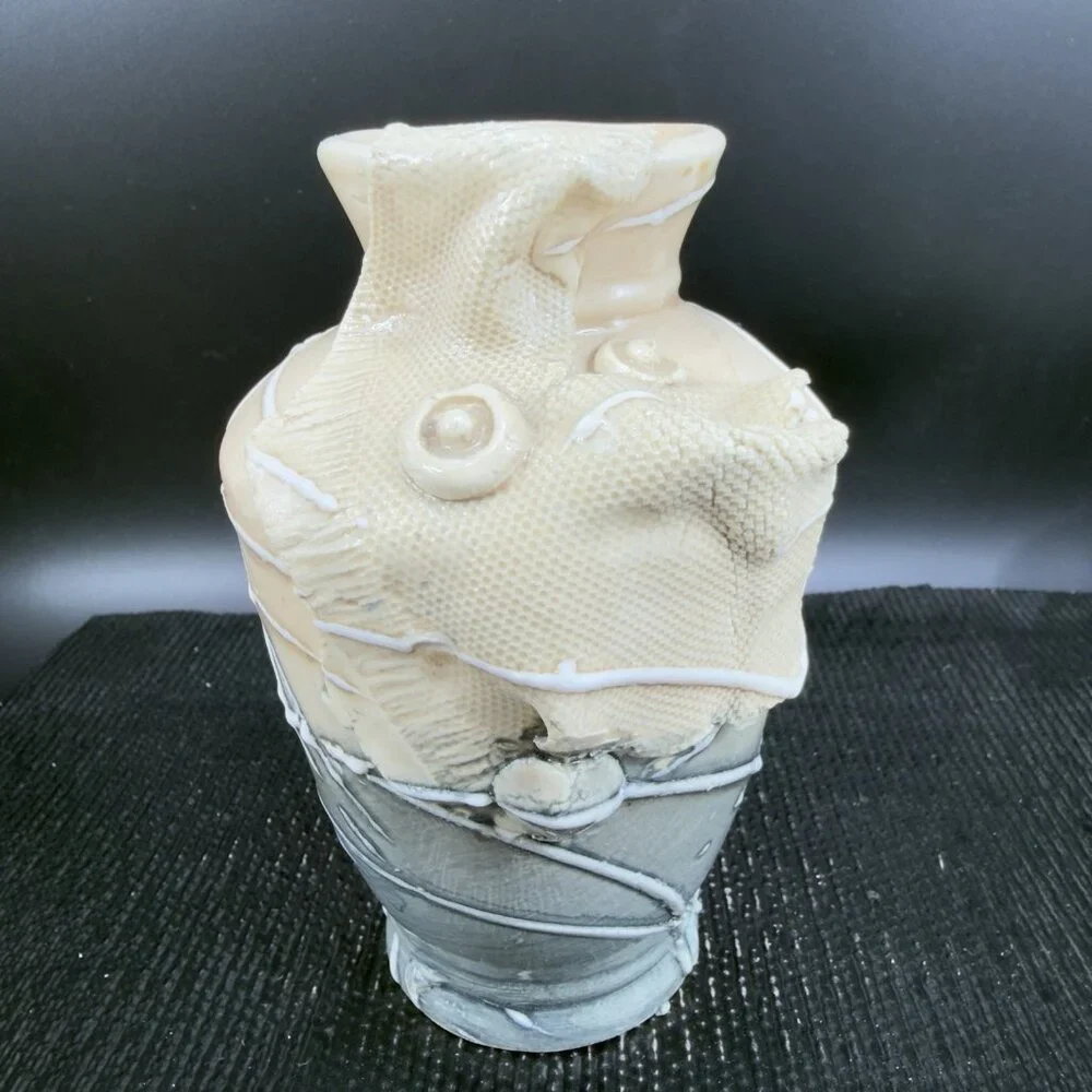 Delicate Ceramic‎ Vase Vessel With Texture Flower Pot Container Vintage Decor